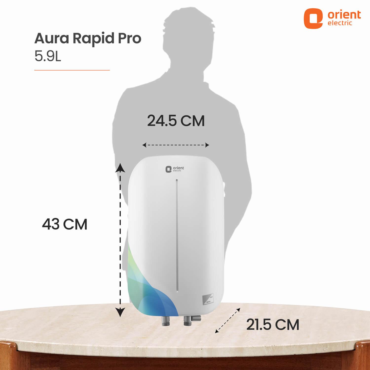 Aura Rapid Pro 5.9L Instant Water Heater (Geyser) - Orient Electric