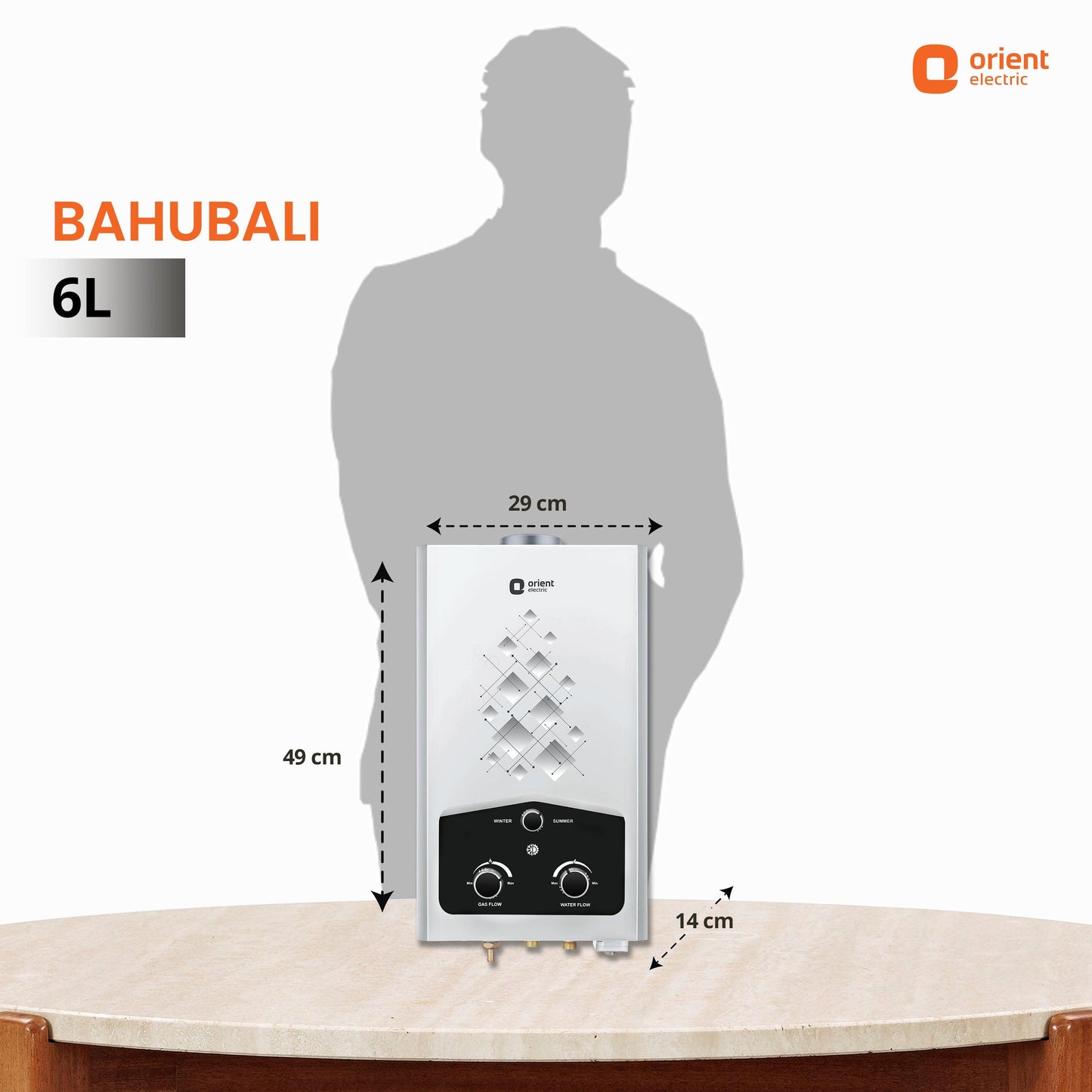 Bahubali 6L Gas Water Heater (Geyser) White