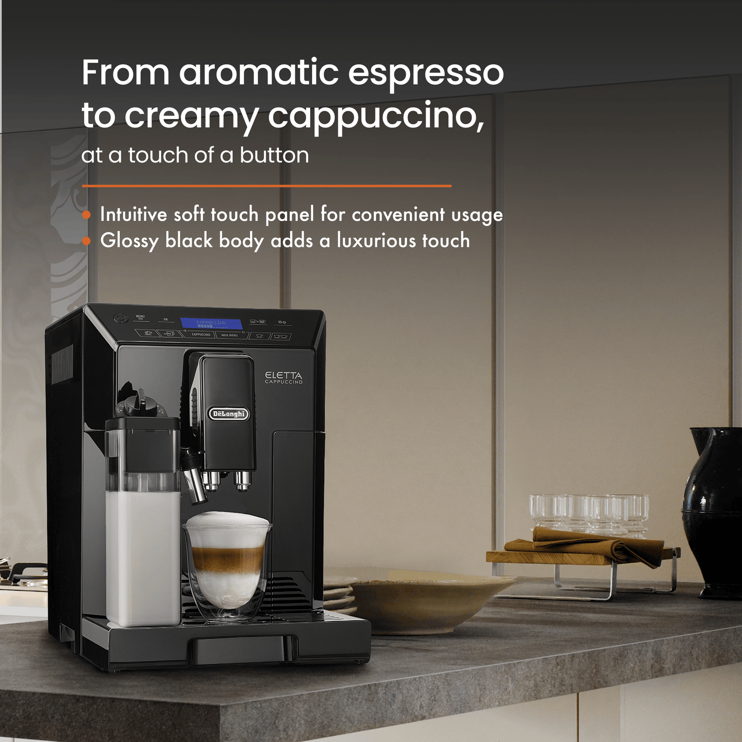 De'Longhi Eletta Cappuccino Top Fully Automatic Coffee and Espresso Machine